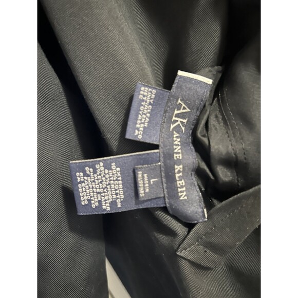 Anne Klein Reversible Plaid Black Trench Coat Womens Large - Picture 4 of 4